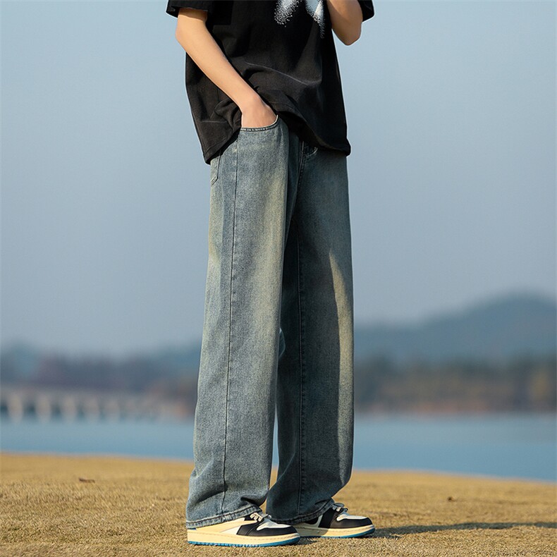 春季美式潮流高街复古宽松水洗牛仔裤KN01P50,男装牛仔裤,电商D325