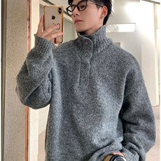 LD92-P53毛衣男纯色秋冬季复古风洋气宽松内搭套头线衫针织，男装针织衫/毛衣，电商B323A