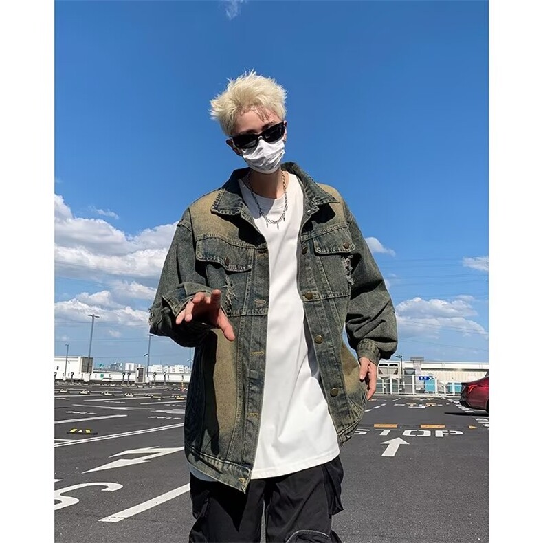 街头美式复古做旧牛仔外套男女宽松潮外套GM8839P60,男装工装外套,星座1116-2
