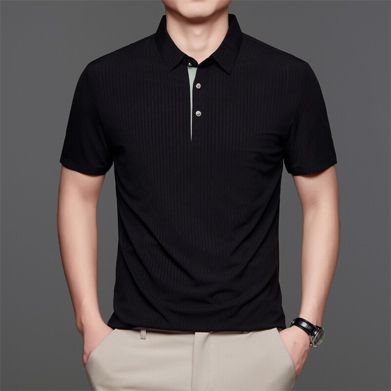 夏季新POLO衫男短袖T恤冰丝男士休闲商务爸爸装时尚百搭上衣,男装T恤,钱塘6003（原4033）