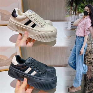 真皮小白鞋女2023冬季新款加绒德训鞋女保暖饼干鞋女厚底休闲女鞋图片