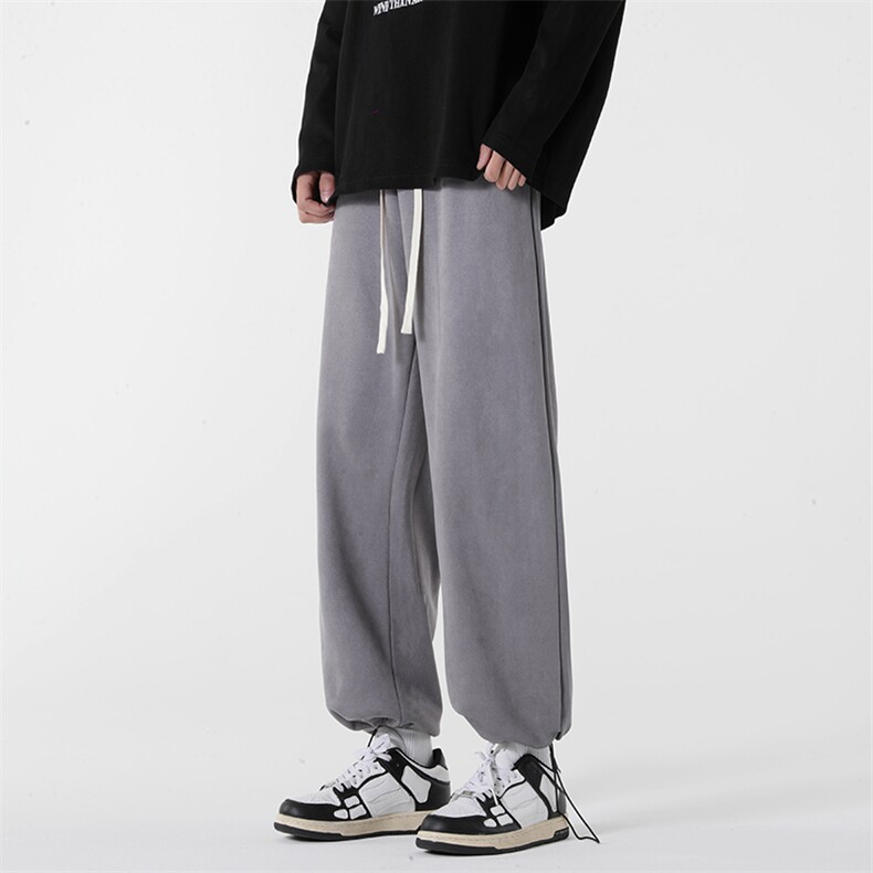 KP615P45港风麂皮绒休闲裤男宽松直筒拖地裤束脚裤卫裤,男装休闲裤,星座1204-3
