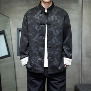男士外套麂皮绒印花夹克盘扣立领唐装龙 XZ1512-2508-P85图片