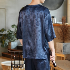 夏装风日系汉服龙纹宽松大码冰丝短袖T恤上衣潮男装M141P35，男装T恤，钱塘788(原4013)