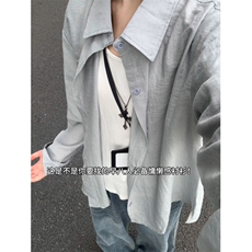 现货！宽松男女同款长袖衬衫纯色夏季透气-LK80104-特批35，男装衬衫，电商A061