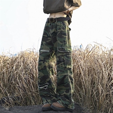 美式街头破洞迷彩裤男夏季潮牌hiphop直筒工装裤宽松阔腿休闲裤子，男装工装外套，星座410-7