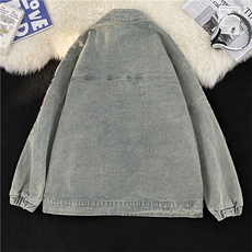 复古机车风牛仔外套男女春秋款刺绣重工潮牌宽松夹克JK01216-P70，男装夹克，星座308B-1