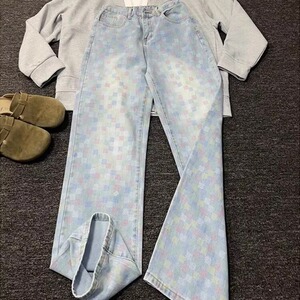 cleanfit提花牛仔裤男款美式vibe风裤子潮牌弯刀长裤LB31777-P48图片