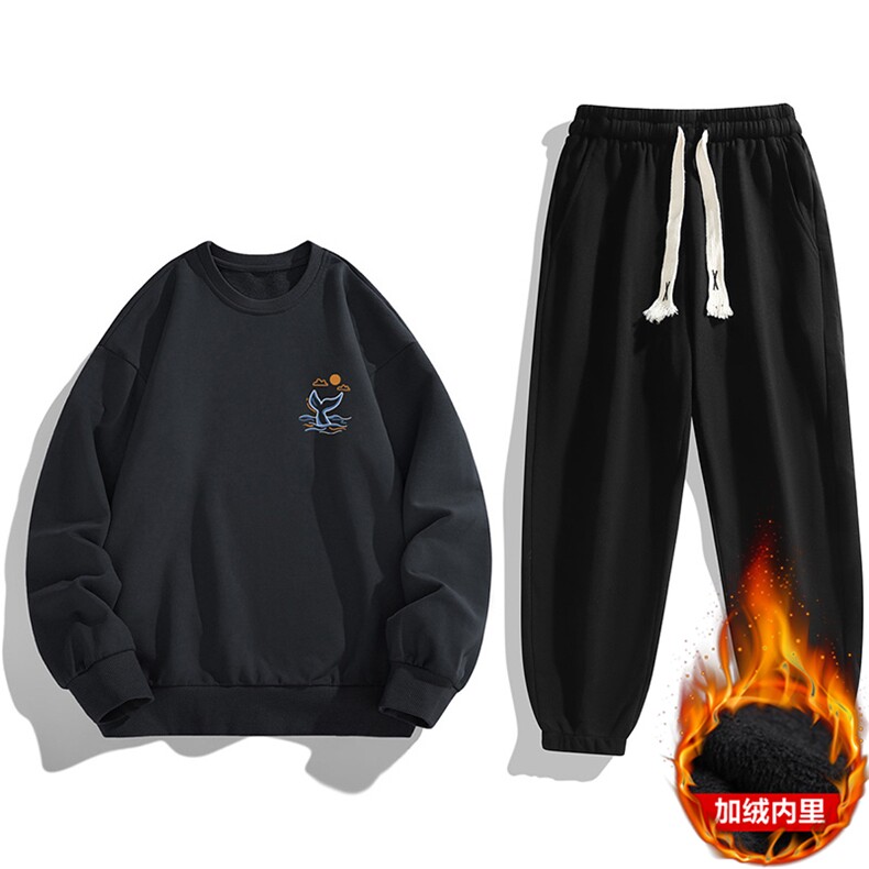 2023现货主推秋冬加绒男士休闲印花卫衣套装大码JR8203-P39，男装休闲套装，星座1816-2（原1210–2）