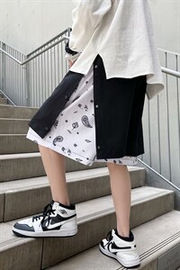 夏季假两件排扣短裤 宽松直筒五分裤 A125-6607-P35图片