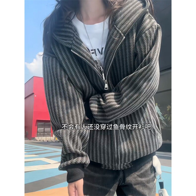 XZ809A/YGW02/P75/控118 重磅雪尼尔小香风开衫连帽卫衣外套图片
