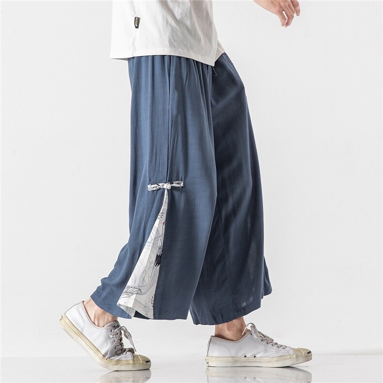 夏季 大码风棉麻休闲哈伦九分裤改良汉服仙鹤阔腿裤 K110/P70图片