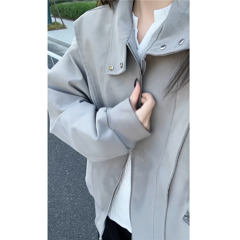 数据新款美式复古棒球领休闲美拉德水洗皮衣夹克JK2581P78,男装皮衣,电商A128