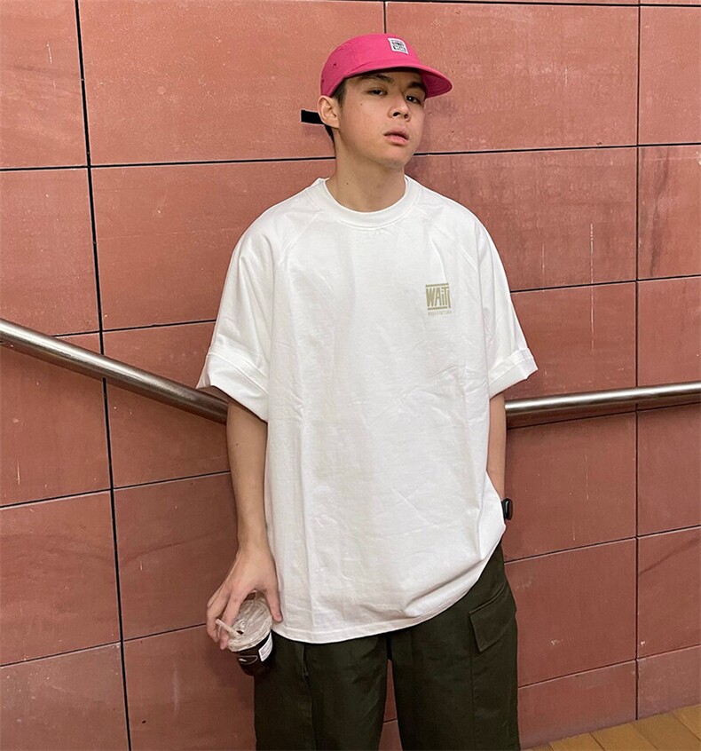 抖音得物品质夏季美式高街220克宽松纯棉潮牌印花短袖T恤MT30特15,男装T恤,电商A486-1