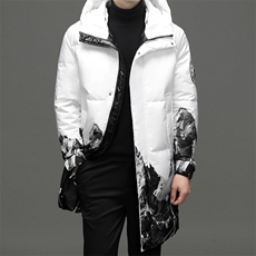 冬季新款羽绒服男中年休闲加厚鸭绒上衣中长款男士连帽保暖外套，男装羽绒服，电商B212（原钱塘6029）