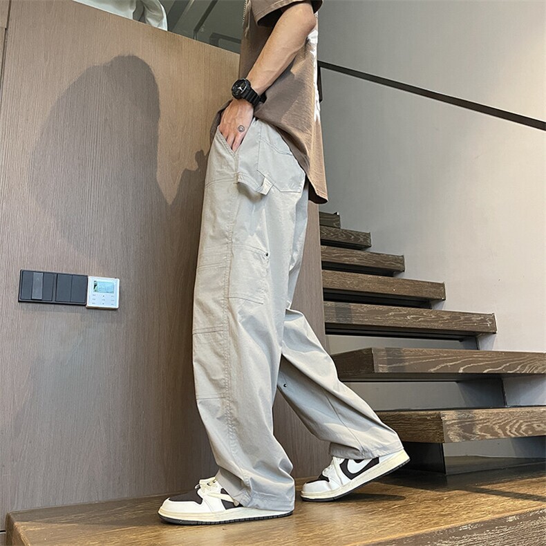 2025春季新款垂感休闲裤男宽松直筒九分裤纯色百搭K229P55,男装休闲裤,电商B278