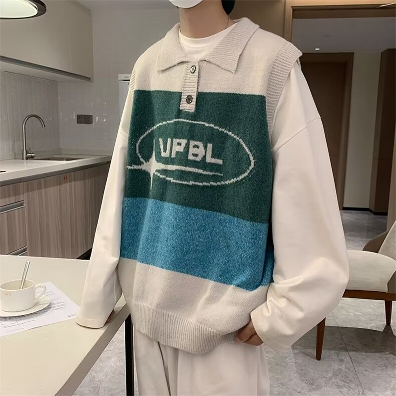 美式毛衣男慵懒风休闲针织衫无袖马甲FM12P38,男装针织衫/毛衣,星座1116-2