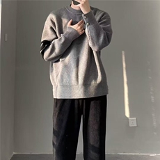 JY293-P61复古老钱风松弛感半拉链毛衣圈圈纱立领针织毛衫网图，男装针织衫/毛衣，星座1501-3