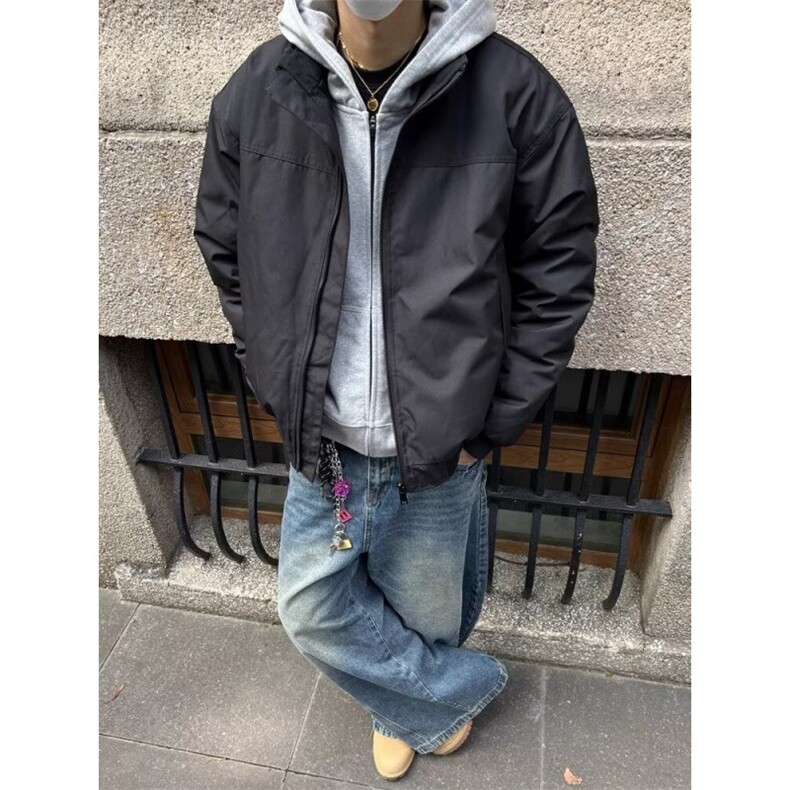 宽松型棒球服美式复古外套男春秋款小众飞行员工装夹克长袖潮翻领,男装夹克,星座506A
