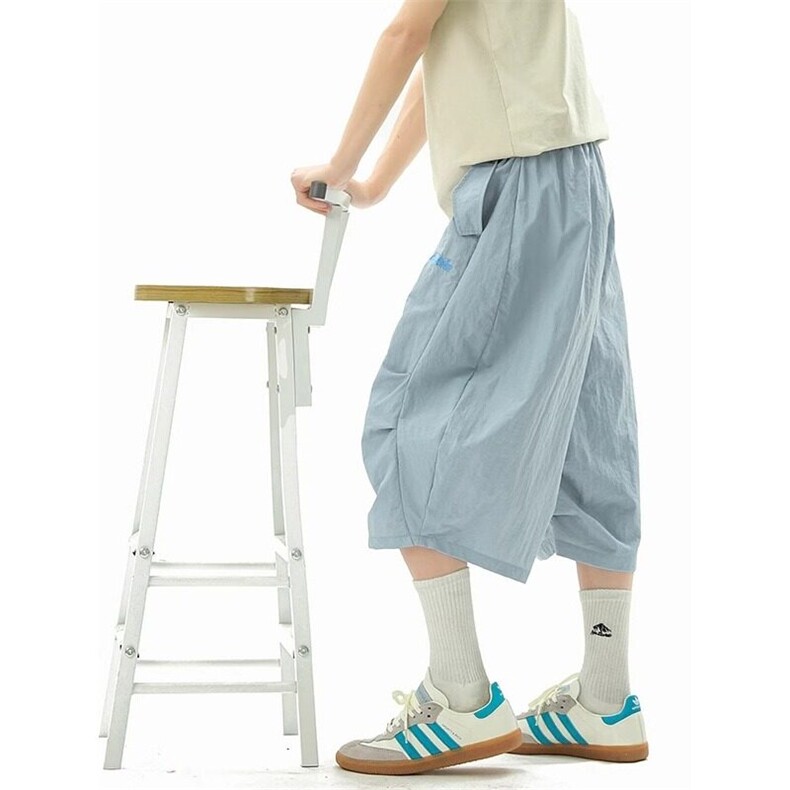 网络图2025夏季新款男女情侣原版塔丝隆刺绣七分裤宽松青春潮流,男装牛仔裤,星座715-4