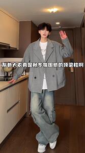 羊驼绒双排扣加绒加厚毛呢大衣504-F57-P90控128（加绒P100控148图片