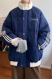 ！2024冬季新款男士撞色立领棉衣加厚保暖棉服外套MY211特P80图片