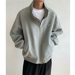 冬装新品 弯刀袖毛呢加棉夹克棉衣休闲纯色加厚外套男 H1021 P118图片