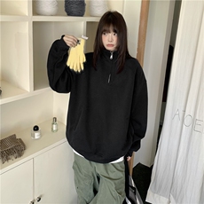抖音得物品质二开26春装纯色美式高阶结构半拉链立领卫衣外套，女装短外套，电商A443