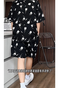 短袖衬衫男+短裤男潮流休闲套装男M-5XL大码TZ78712P50控98模特图图片