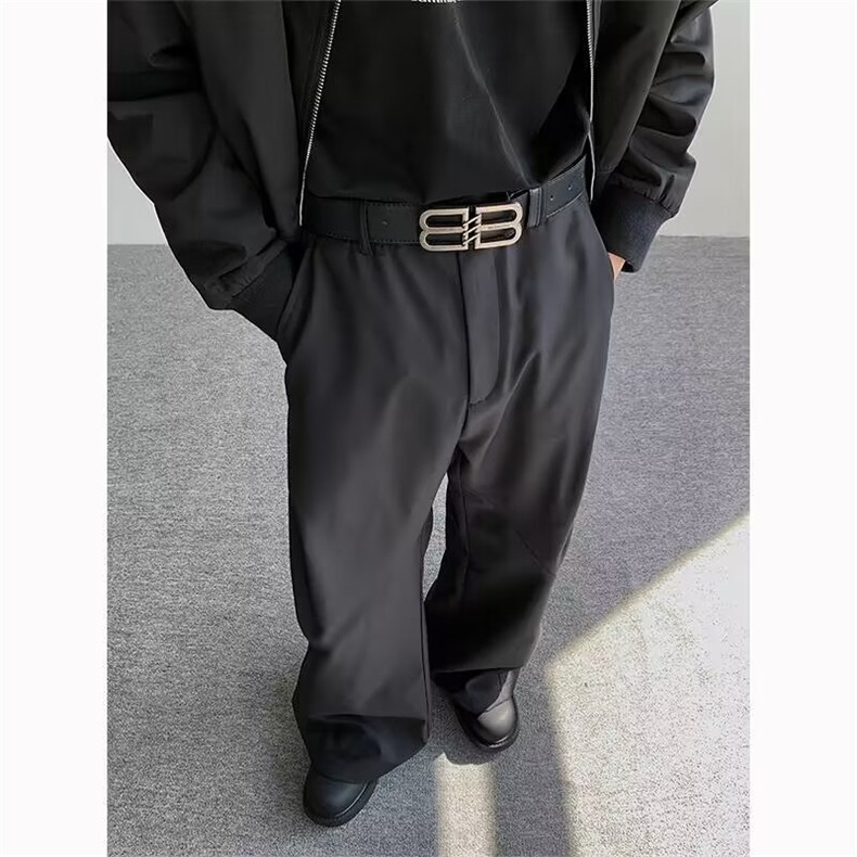 潮牌设计感褶皱休闲宽松直筒阔腿拖地裤-XZ313-网络图,男装休闲裤,星座1002-2