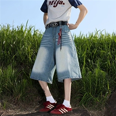 七分牛仔裤男女士韩版潮流帅百搭宽松2025夏季ins短裤RK2853-P43，男装牛仔裤，星座412-2