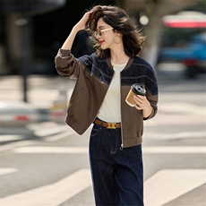 女式皮衣2025秋季新款牛仔拼接百搭休闲时尚PU皮夹克上衣，女装皮衣，美拉德工厂直营店