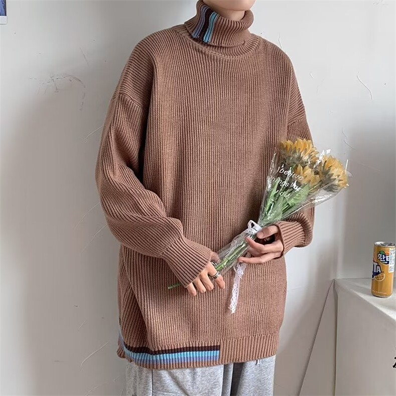 美式街头设计感圆领毛衣男慵懒风休闲针织衫AM18P38图片
