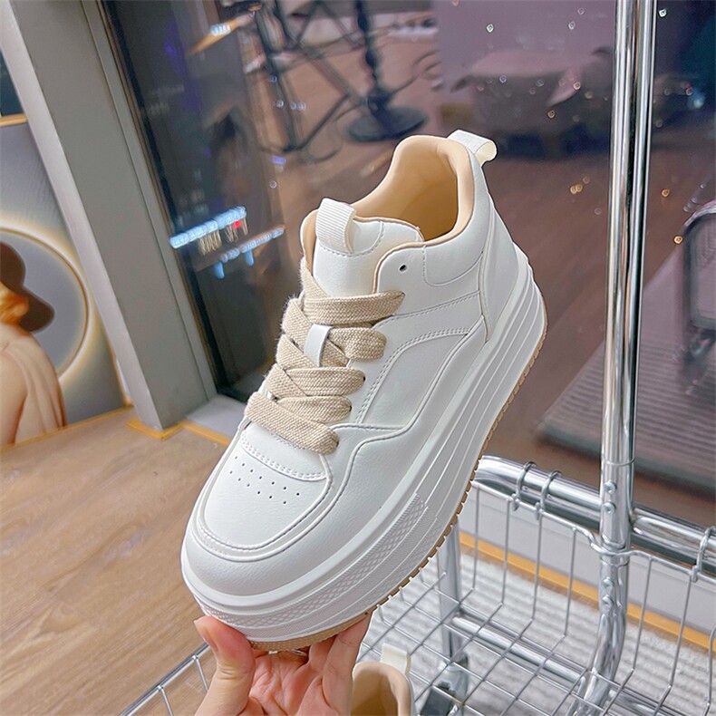 真皮高帮小白鞋女2025春季新款厚底增高板鞋运动鞋休闲百搭鞋子女，女鞋休闲鞋，电商A223