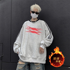 抖音得物供货提供视频秋冬重磅美式宽松织带圆领卫衣0312，男装卫衣，电商A486