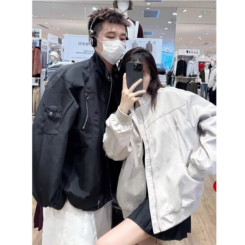 8864-P60 港仔文艺男美式飞行员夹克男秋季2025新款男生棒球服图片