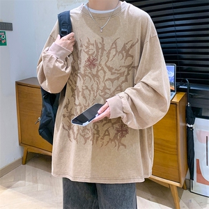 抖音供货、秋季现货水洗棉宽松重磅长袖T恤 D223A-ST2384-特P38图片