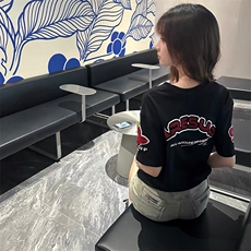 万针全刺绣工艺抖音得物高品质260克重磅纯棉双纱美式高街短袖T恤，男装T恤，电商A486