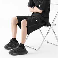 男生高街新款拉链开叉冲锋裤潮牌宽松短裤B315-K23213-P55控68，男装牛仔裤，电商B315