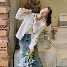 超火白色小香风短外套女春秋2025新款高级感超好看欧货薄开衫上衣，女装短外套，2C037