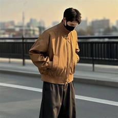 抖音得物美式潮休闲夹克春季立领纯色复古工装加厚棉服外套MF01，男装夹克，电商A443