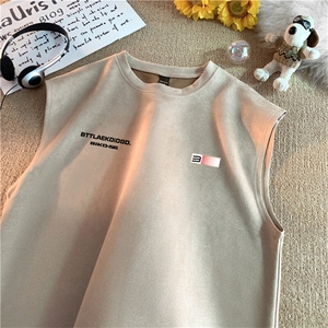 可设48小时发货支持抖音得物来样二开240克重磅美式麂皮绒背心t恤,男装背心/马甲,电商A486