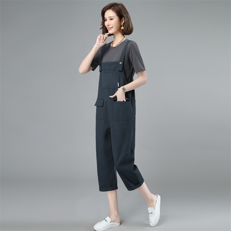 2025年夏季新款潮时尚两件套装T恤+背带裤,女装套装/套裙,简韵佳