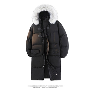 现货 中长款棉衣男冬季加厚棉袄宽松连帽毛领棉服外套M107-P120图片