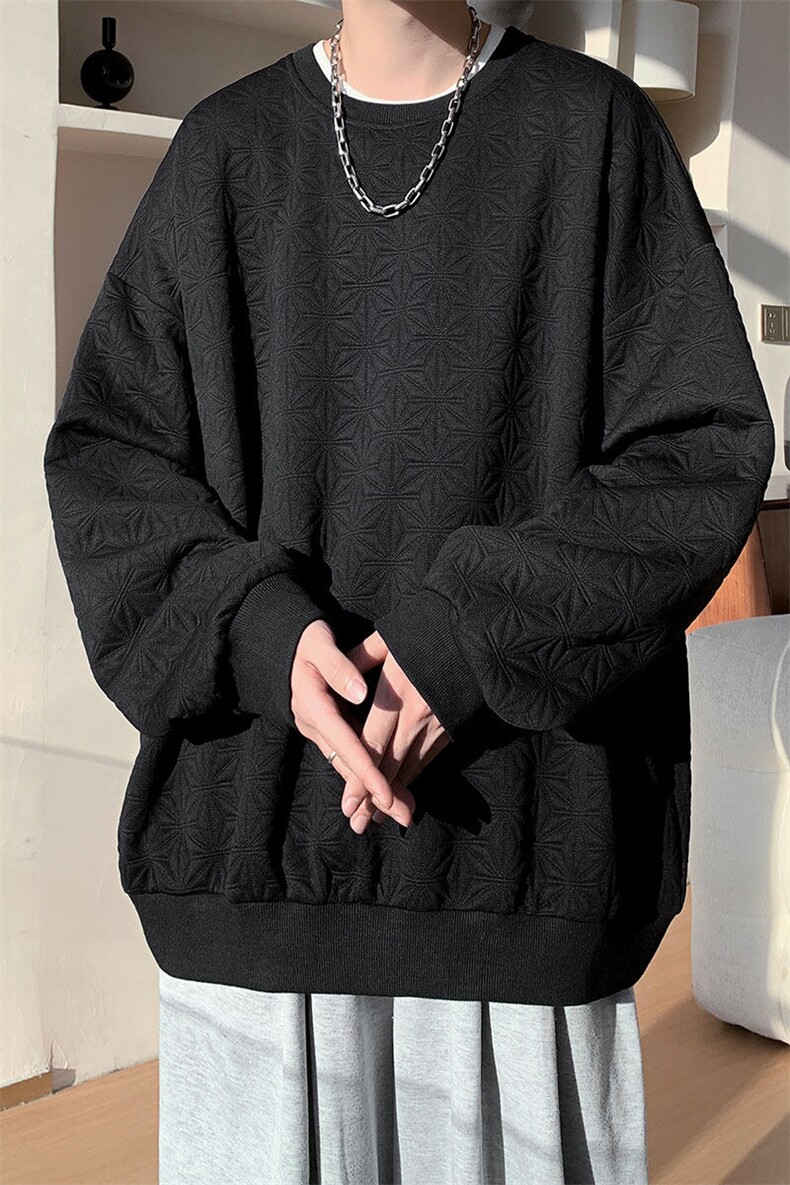 卫衣男春季新款港风宽松提花圆领套头长袖上衣WY5007-特P35,男装卫衣,星座214-3
