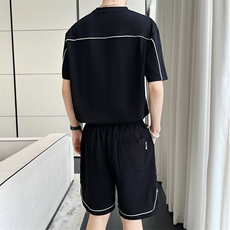 夏季短袖套装韩版五分裤潮流t恤短裤一套网红潮牌休闲运动服男，男装牛仔裤，电商A327