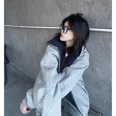 抖音得物高品质二开26春装美式重磅宽松结构双面连帽卫衣外套W68，女装短外套，电商A486-1