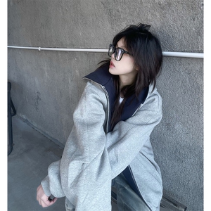 抖音得物高品质二开 26春装美式重磅宽松结构双面连帽卫衣外套W68图片