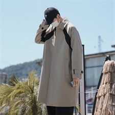 春秋款高级感卡其色大衣外套轻熟风男装长款风衣男士W5077-P60，男装风衣，星座512-2