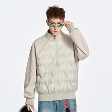 冬季美式套头立领拼接轻薄保暖羽绒服90白鸭绒XZ309Y95731P96，男装羽绒服，星座309（原A406）